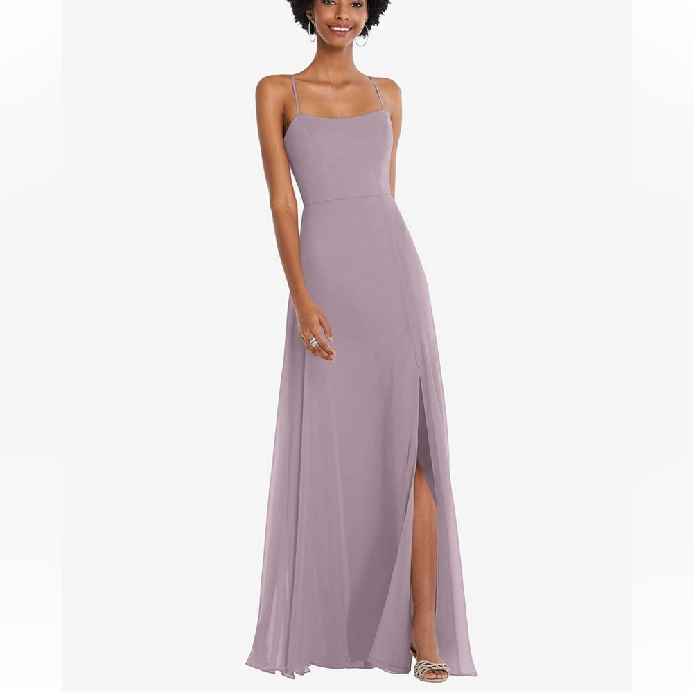 AFTER SIX SCOOP NECK CONVERTIBLE TIE-STRAP MAXI DRESS WITH FRONT SLIT